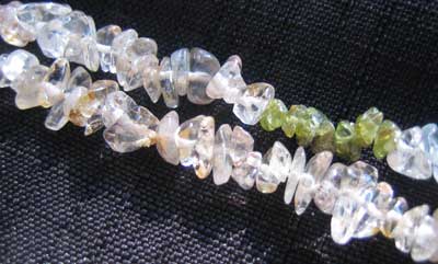 Peridot and coloured crystal necklace