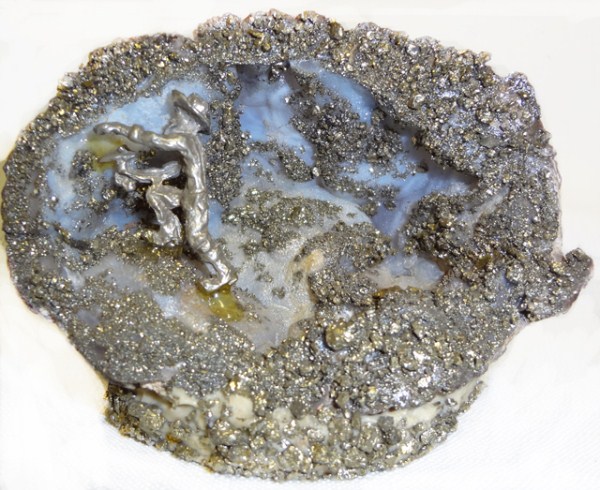 Miners inside Geode with Pyrite