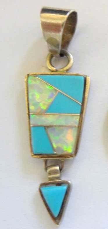 Zuni Turquoise and Opal Pendant